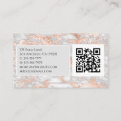 Carte De Visite Nom & Monogramme, Code QR, Marbre Gris & Or Rose (Dos)