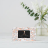Carte De Visite Nom/Monogramme, Code QR, Marbre Gris/Or Rose, Vs3 (Debout devant)