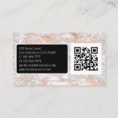 Carte De Visite Nom/Monogramme, Code QR, Marbre Gris/Or Rose, Vs3 (Dos)