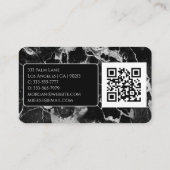 Carte De Visite Nom/Monogramme, Code QR, Marbre noir/gris Vs2 (Dos)