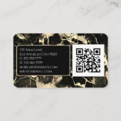 Carte De Visite Nom/Monogramme, Code QR, Marbre noir/or Vs2 (Dos)