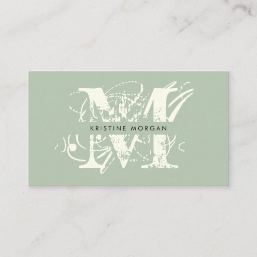 Carte De Visite Nom monogramme de typographie chic (Devant)