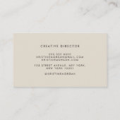 Carte De Visite Nom monogramme de typographie chic (Dos)