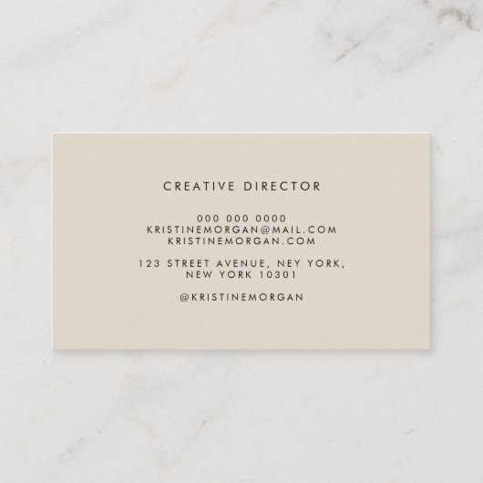 Carte De Visite Nom monogramme de typographie chic (Dos)