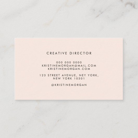 Carte De Visite Nom monogramme de typographie chic (Dos)