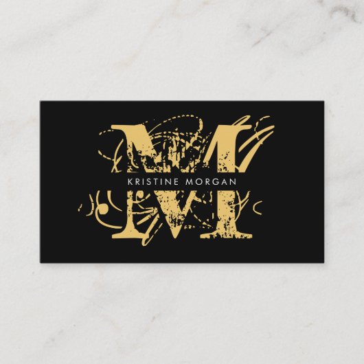 Carte De Visite Nom monogramme de typographie chic (Devant)