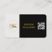 Carte De Visite Nom monogramme et signature moderne / code QR (Devant)