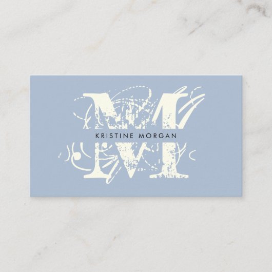 Carte De Visite Nom monographique bleu typographie (Devant)