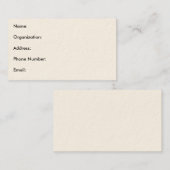 Carte De Visite Nom : Organisation : Adresse : Numéro de téléphone (Devant / Derrière)