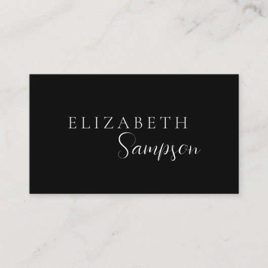 Carte De Visite Nom personnalisé de script simple noir (Devant)