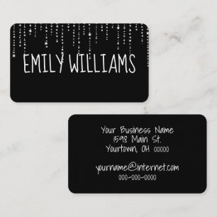 Carte De Visite Nom personnalisé en noir avec diamants