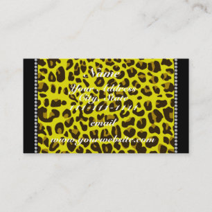 Carte De Visite Nom personnalisé jaune léopard motif