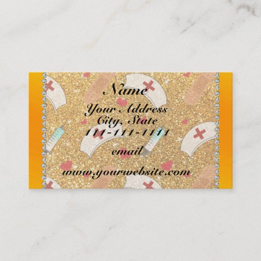 Carte De Visite Nom personnalisé jaune parties scintillant infirmi (Devant)