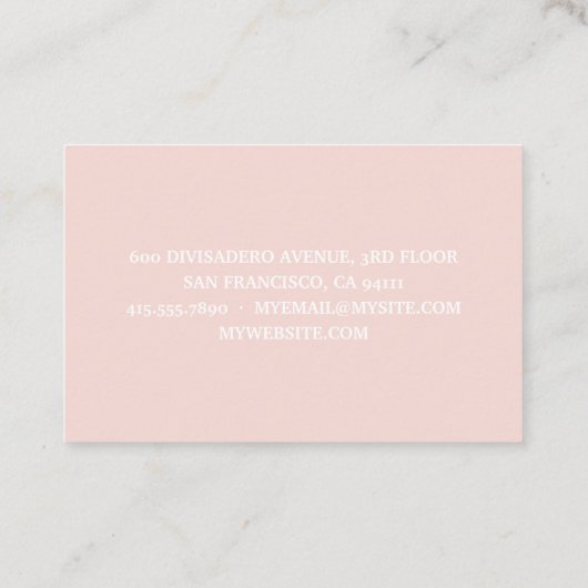 Carte De Visite Nom personnalisé moderne Monogram Pastel Rose (Dos)