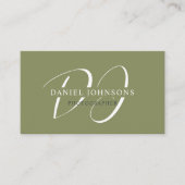 Carte De Visite Nom personnalisé Moss Sage Olive Green Monogramme (Devant)