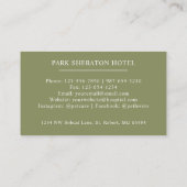 Carte De Visite Nom personnalisé Moss Sage Olive Green Monogramme  (Dos)