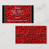 Carte De Visite Nom personnalisé motif léopard rouge (Devant / Derrière)