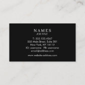 Carte De Visite Nom personnalisé noir simple Élégant (Dos)