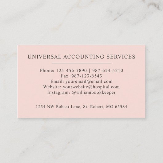 Carte De Visite Nom personnalisé Pale Pastel Rose Blanc noir Monog (Dos)