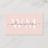 Carte De Visite Nom personnalisé Pale Pastel Rose Blanc noir Monog (Devant)