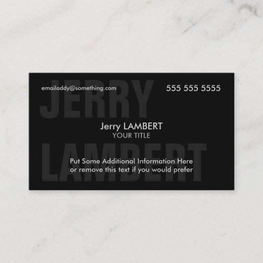 Carte De Visite Nom Propre Noir (Devant)