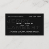 Carte De Visite Nom Propre Noir moderne (Devant)