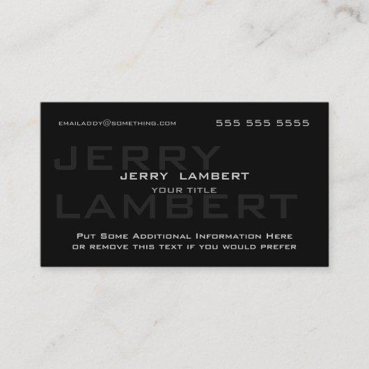 Carte De Visite Nom Propre Noir moderne (Devant)