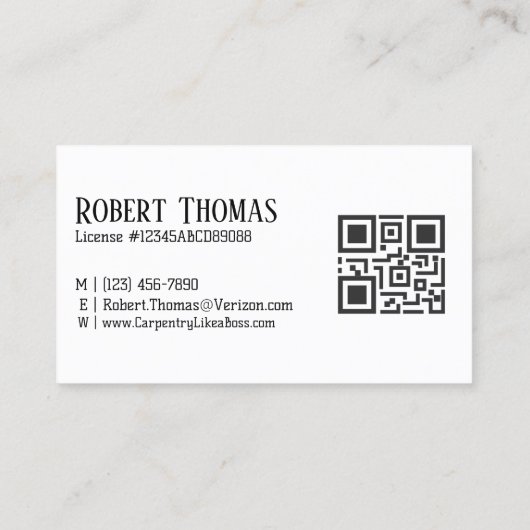 Carte De Visite Nom QR Code Licence # Professional Modern Black (Dos)