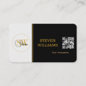 Carte De Visite Nom, signature / code QR moderne monogramme (Devant)