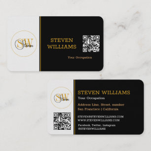 Carte De Visite Nom, signature / code QR moderne monogramme