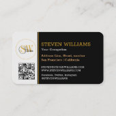 Carte De Visite Nom, signature / code QR moderne monogramme (Dos)