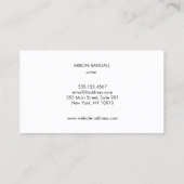 Carte De Visite Nom simple Black Modern Professional Networking (Dos)