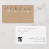 Carte De Visite Nom Titre & Informations de contact, code QR, Gris (Devant / Derrière)