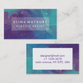 Carte De Visite Nom turquoise pourpre artistique de mélange (Devant / Derrière)