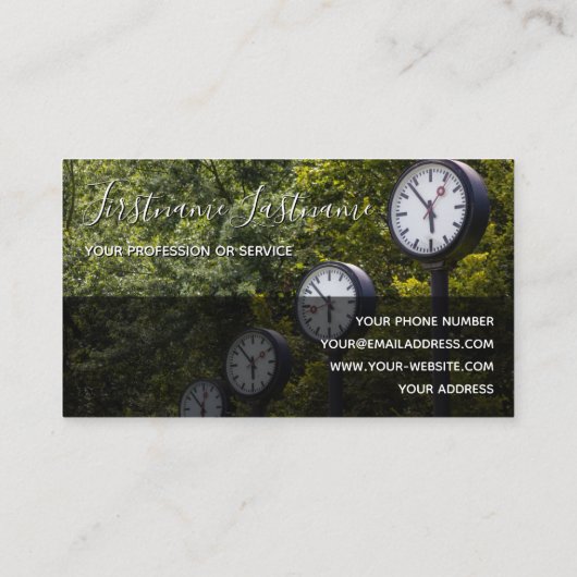 Carte De Visite Nombre d'horloges motivation gris rectangle monogr (Dos)