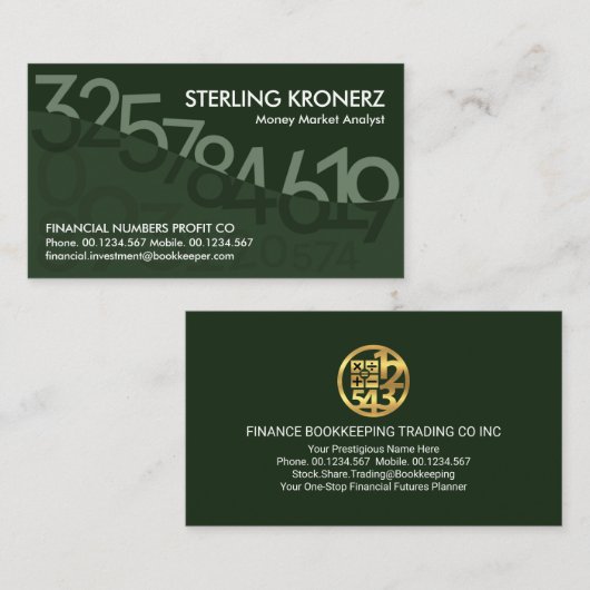 Carte De Visite Nombre flottant vert Vague Dollar (Devant / Derrière)
