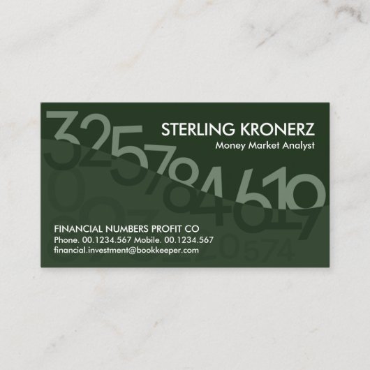 Carte De Visite Nombre flottant vert Vague Dollar (Devant)