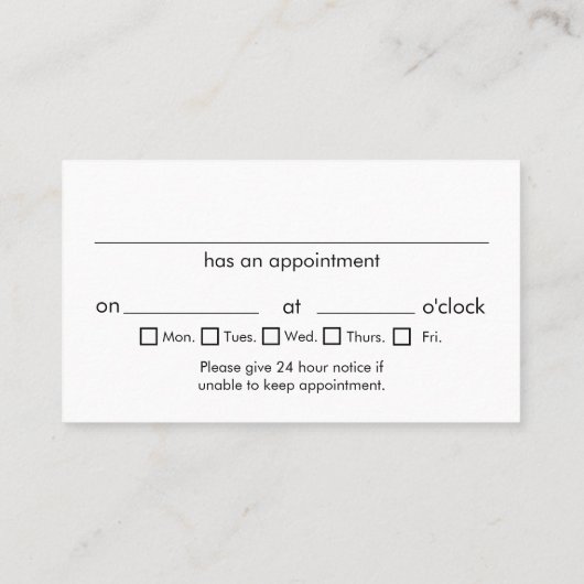 Carte De Visite Nomination professionnelle (Dos)