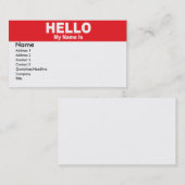Carte de visite nommé d'étiquette (Devant / Derrière)