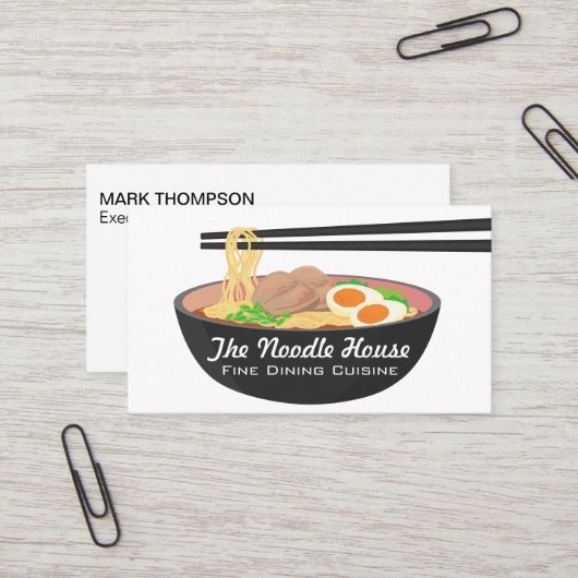 Carte De Visite Noodle Bowl | Baguettes (Devant/Arrière en situation)