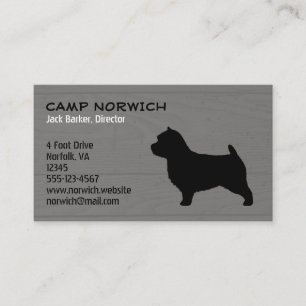 Carte De Visite Norwich Terrier Chien race Silhouette Faux Wood