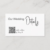 Carte De Visite Nos détails Mariage RSVP Mariage Budget QR Code (Devant)