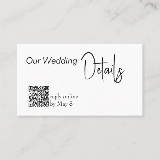 Carte De Visite Nos détails Mariage RSVP Mariage Budget QR Code (Devant)