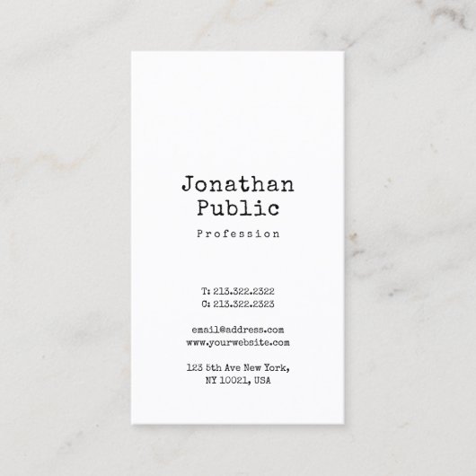 Carte De Visite Nostalgale Design élégant Rétro simple professionn (Devant)