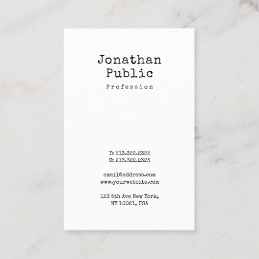 Carte De Visite Nostalgie professionnelle Design propre Plain Retr (Devant)