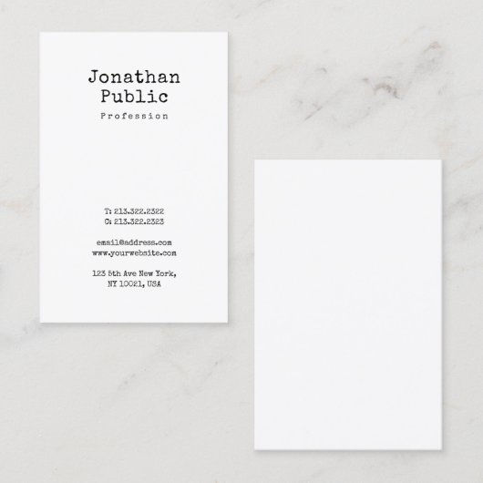 Carte De Visite Nostalgie professionnelle Design propre Plain Retr (Devant / Derrière)