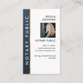 Carte De Visite Nota photo professionnelle moderne bleu & or (Devant)