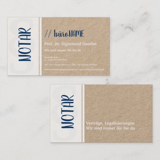 Carte De Visite Notaire (Devant / Derrière)