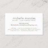 Carte De Visite Notaire - Agent de signature de prêt Élégant Flora (Dos)