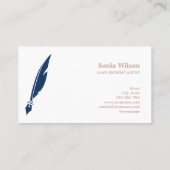 Carte De Visite Notaire élégant bleu marine typographie plume styl (Dos)